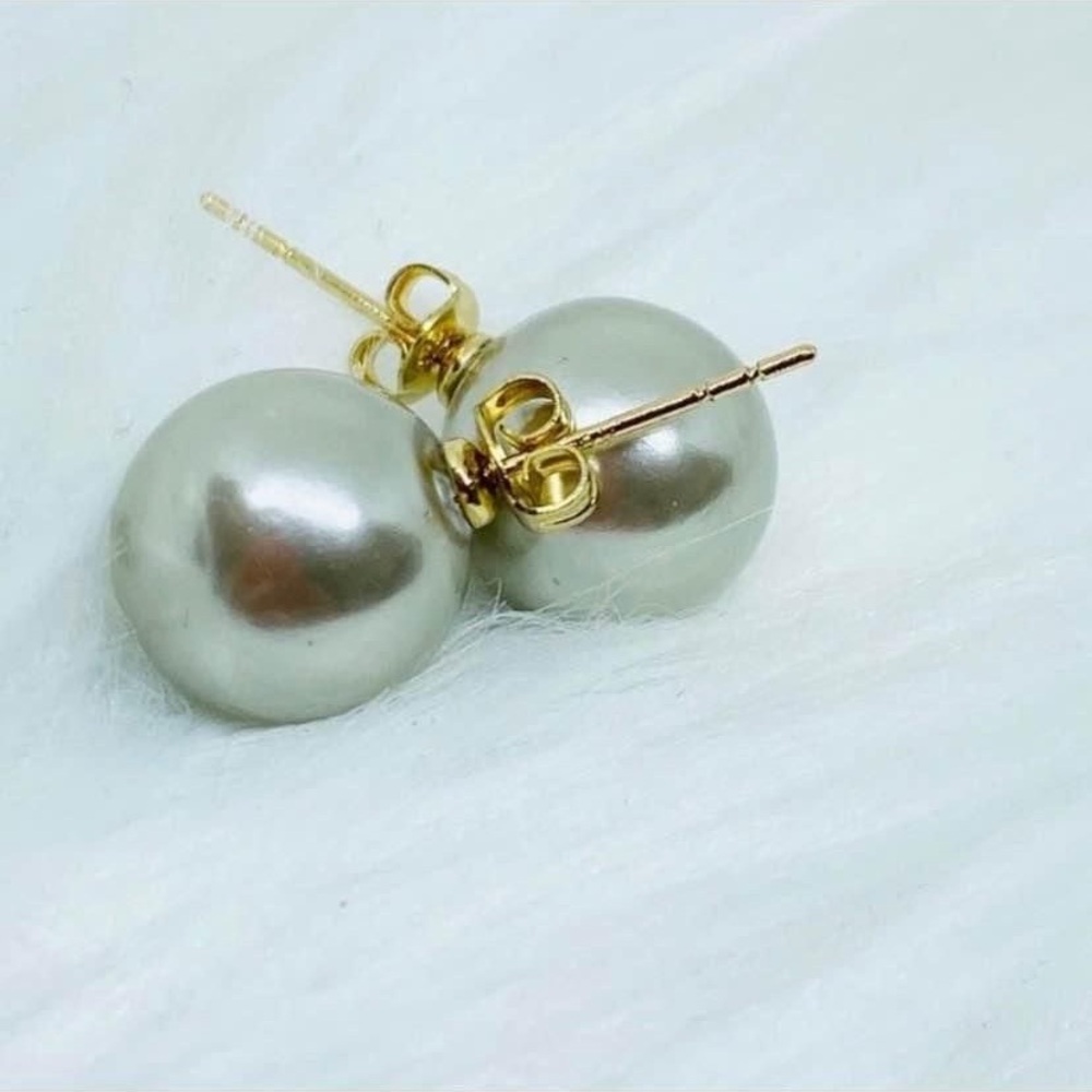 Elegant Silver/gray blue Pearl south sea  Earrings 18K